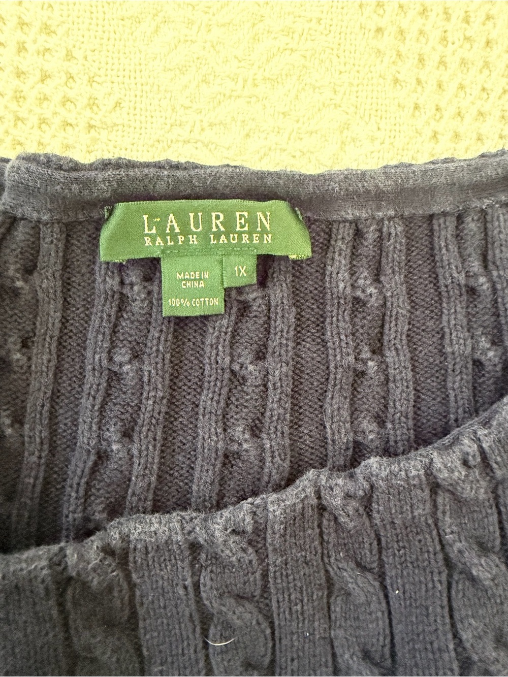 Ralph Lauren Navy Cable-Knit Crewneck Sweater - Picture 3 of 3